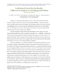 Confession Is Good for the Reader: a Rhetorical Analysis of a Pedagogical Problem by Elizabeth Wilber