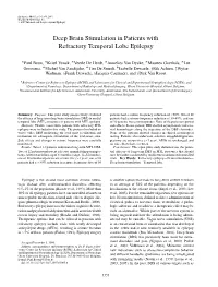 Deep Brain Stimulation in Patients with Refractory Temporal Lobe Epilepsy