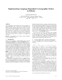 Implementing Language-Dependent Lexicographic Orders in Scheme