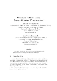 Observer Pattern Using Aspect-Oriented Programming∗