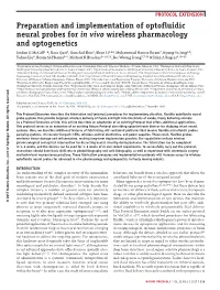 Preparation and Implementation of Optofluidic Neural Probes for in Vivo
