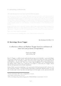 A Reflection on Bruce and Barbara Trigger Based on Oral-Historical Interviews and Personal Correspondence