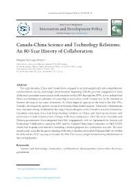 Canada-China Science and Technology Relations: an 80-Year History of Collaboration