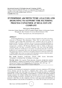 Enterprise Architecture Analysis and Designing T Support the Filtering O Process Consumer at Real Estate Company