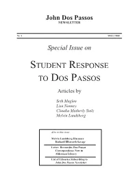 John Dos Passos Newsletter 1 John Dos Passos NEWSLETTER
