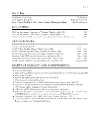 Ori D. Fox EDUCATION: APPOINTMENTS: RELEVANT SKILLSET and ACHIEVEMENTS