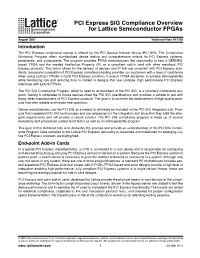 PCI Express SIG Compliance Overview for Lattice Semiconductor Fpgas