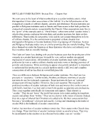 SECULAR CONSECRATION: Section Two - Chapter One