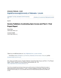 Society Publishers Accelerating Open Access and Plan S - Final Project Report