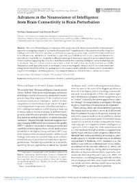 Advances in the Neuroscience of Intelligence: from Brain Connectivity to Brain Perturbation
