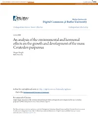 An Analysis of the Environmental and Hormonal Effects on the Growth and Development of the Moss Ceratodon Purpureus Megan Knight Butler University