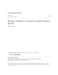 Contract Law and Freedom of Speech Alan E