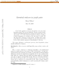Essential Surfaces in Graph Pairs Arxiv:1701.02505V3 [Math.GR]