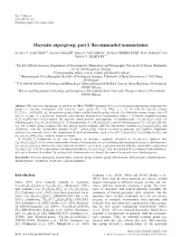 Mayenite Supergroup, Part I: Recommended Nomenclature