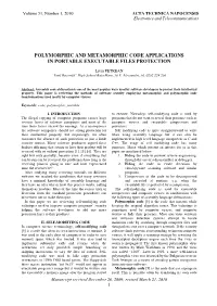 Polymorphic and Metamorphic Code Applications in Portable Executable Files Protection