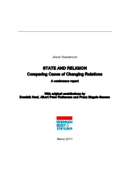 STATE and RELIGION Comparing Cases of Changing Relations