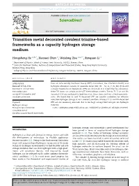 Transition Metal Decorated Covalent Triazine-Based Frameworks As a Capacity Hydrogen Storage Medium