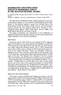 Distribution and Population Status of Whiskered Auklet in the Aleutian Islands, Alaska