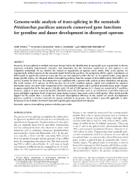Genome-Wide Analysis of Trans-Splicing in the Nematode