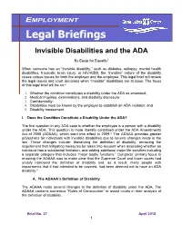 Invisible Disabilities and the ADA