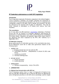 IP Federation Submissions on Draft UPC Legislation