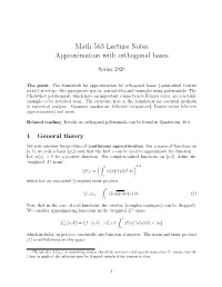 Math 563 Lecture Notes Approximation with Orthogonal Bases