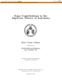 Some Contributions to the Algebraic Theory of Automata