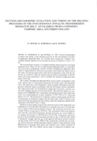 Tectono-Metamorphic Evolution and Timing of The