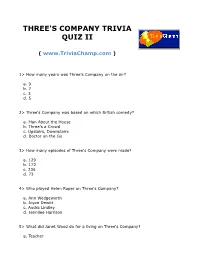 Three's Company Trivia Quiz Ii