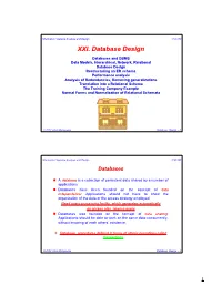 XXI. Database Design