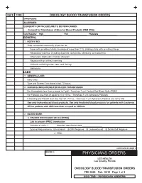 3043 Oncology Transfusion Orders