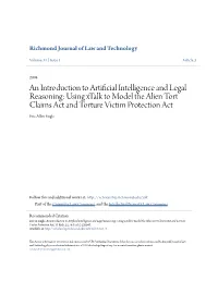 An Introduction to Artificial Intelligence and Legal Reasoning: Using Xtalk to Model the Alien Tort Claims Act and Torture Victim Protection Act Eric Allen Engle