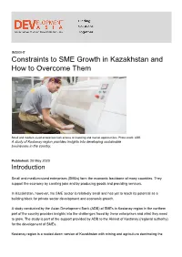Constraints to SME Growth in Kazakhstan and How to Overcome Them