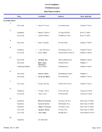 List of Candidates 11/04/2008-General State
