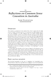Reflections on Common Sense Causation in Australia