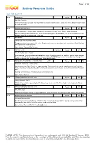 Sydney Program Guide
