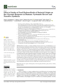Effect of Intake of Food Hydrocolloids of Bacterial Origin on the Glycemic Response in Humans: Systematic Review and Narrative Synthesis