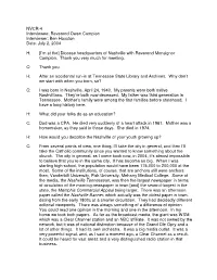 NVCR-4 Interviewee: Reverend Owen Campion Interviewer: Ben Houston Date: July 2, 2004