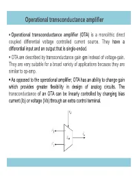 Operational Transconductance Amplifier