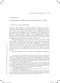 Pythagorean Comedies from Epicharmus to Alexis 141