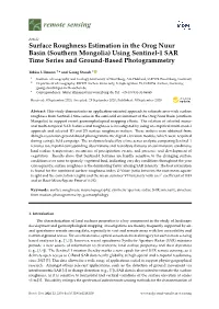Surface Roughness Estimation in the Orog Nuur Basin (Southern Mongolia) Using Sentinel-1 SAR Time Series and Ground-Based Photogrammetry