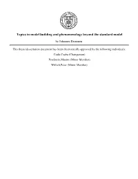Topics in Model Building and Phenomenology Beyond the Standard Model