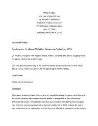 WFIU Profiles Interview of Meryl Streep by Michael A. Mcrobbie