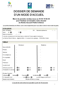 Dossier De Demande D'un Mode D'accueil