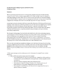Faculty Diversity Training Programs and Best Practices Preliminary Draft