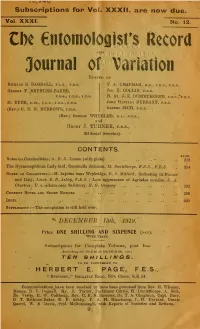 The Entomologist's Record and Journal of Variation