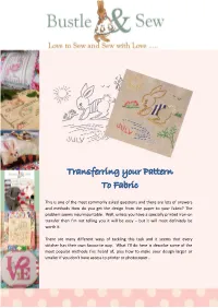 Transferring Your Pattern to Fabric