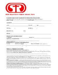 Wakeboard Clinic Participant Registration Form First Name: : Addr