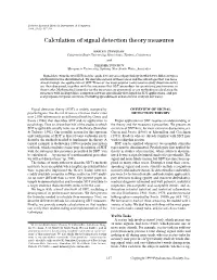 Calculation of Signal Detection Theory Measures