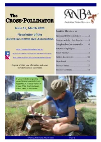 CROSS-POLLINATOR Issue 19, March 2021 Inside This Issue Newsletter of the Message from Committee